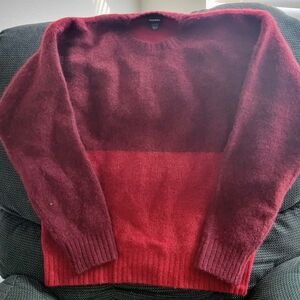 Diesel Men's Two-Tone Italian Wool Burgundy Crewneck Sweater